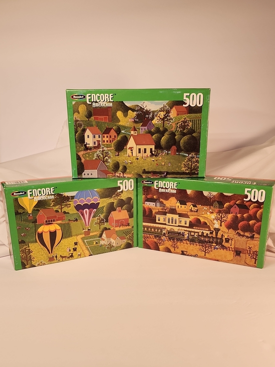 Roseart Other - NEW Factory Sealed 3 Encore Americana 500-Piece Jigsaw Puzzles